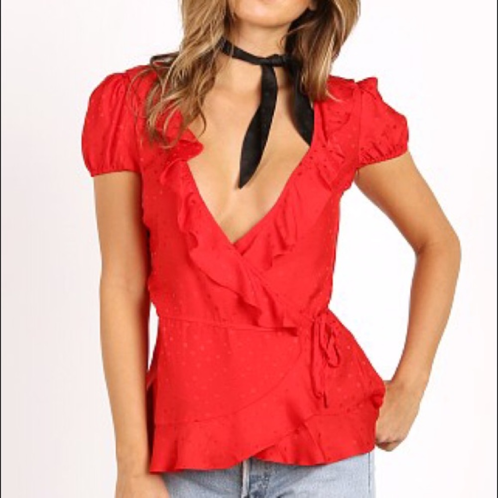 For Love and Lemons Silk Blouse Gabriella Silk Dot